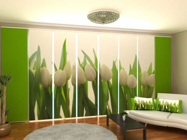 Sliding panel curtain (1-8 pts.): WHITE TULIPS