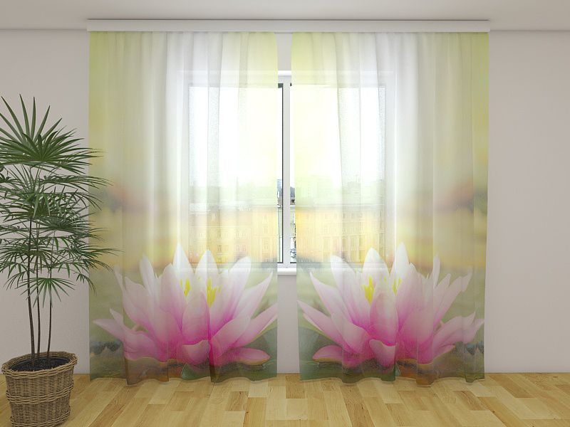 Curtain Amazing Pink Tulips by Wellmira custom made floral 3D printed nature 