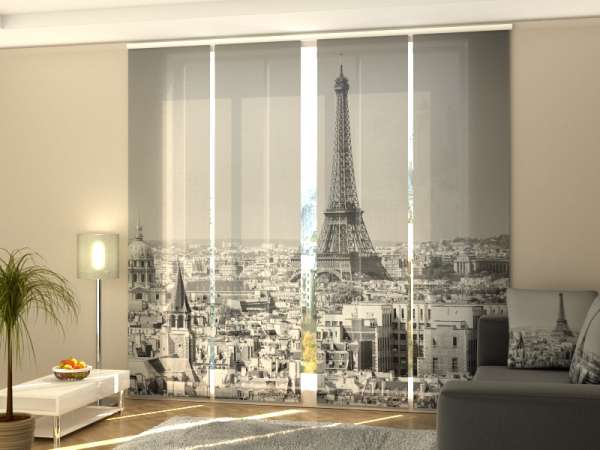 Sliding panel curtain (1-4 pts.): MORNING IN PARIS BLACK AND WHITE