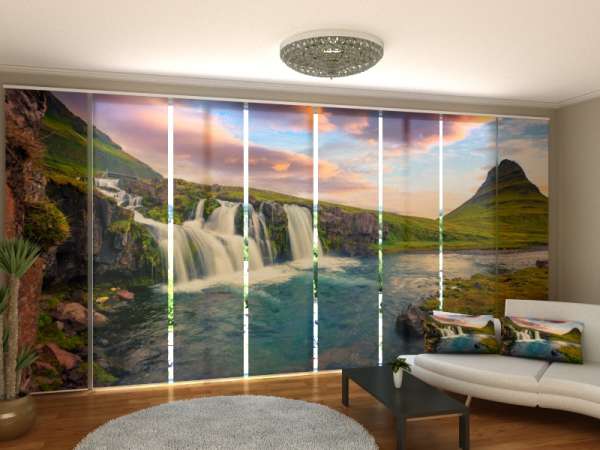 Sliding panel curtain (1-8 pts.): SUMMER SUNSET IN ICELAND