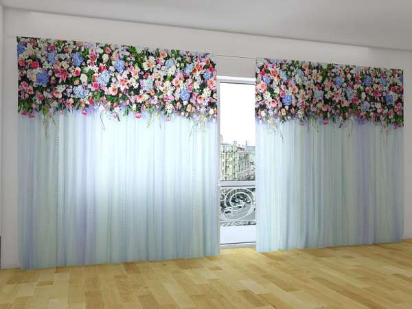 Panoramic curtain: FANTASTIC FLOWERS LAMBERQUIN