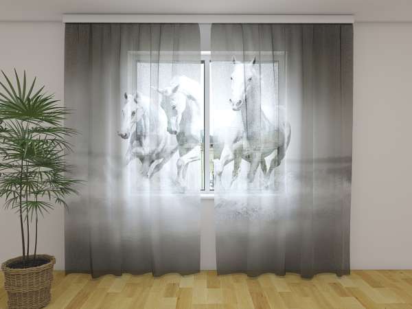 Chiffon curtain: WHITE HORSES