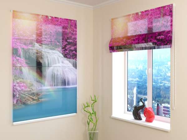 Roman blind: FLOWERS AT THE WATERFALL 2