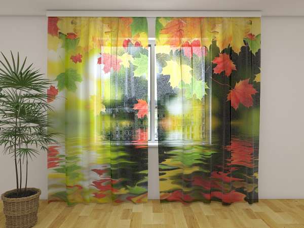 Chiffon curtain: LEAVES OVER THE WATER