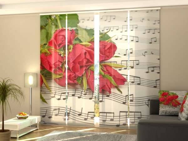 Sliding panel curtain (1-4 pts.): ROSES AND NOTES