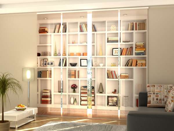 Sliding panel curtain (1-4 pts.): WHITE BOOKCASE