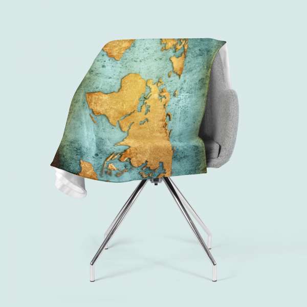 Fleece blanket: GOLDEN WORLD MAP