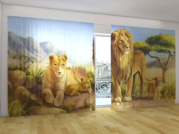 Panoramic curtain: LIONS FAMILY