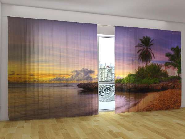 Panoramic curtain: SUNSET ON THE TROPICAL BEACH