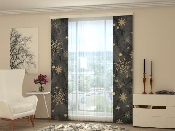 Sliding panel curtain (1-2 pts.): GOLDEN SNOWFLAKES