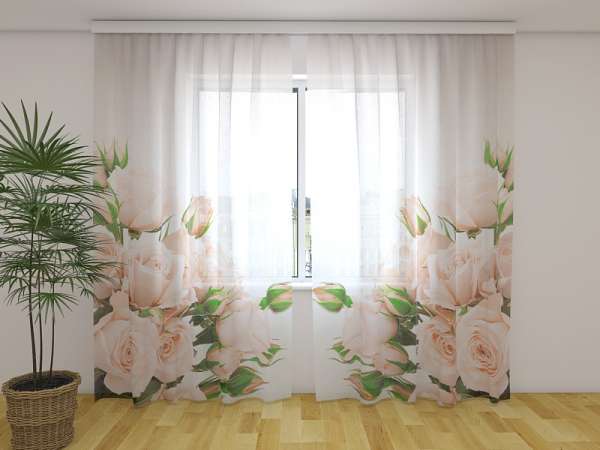 Chiffon curtain: CREAM ROSES