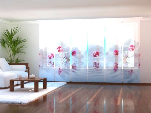 Sliding panel curtain (1-6 pts.): WHITE ORCHIDS BY THE WATER