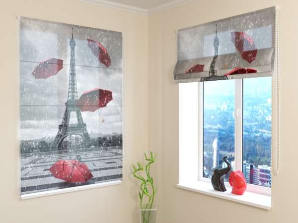 Roman blind: RED UMBRELLAS IN PARIS