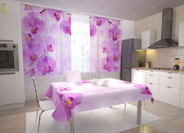 Kitchen curtain: STARRY ORCHIDS