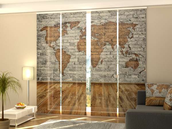 Sliding panel curtain (1-4 pts.): DRAWN MAP ON THE WALL