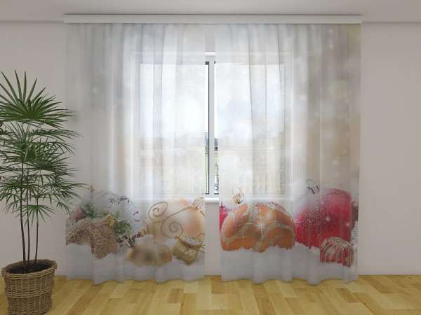 Chiffon curtain: CHRISTMAS LIGHTS AND SNOW