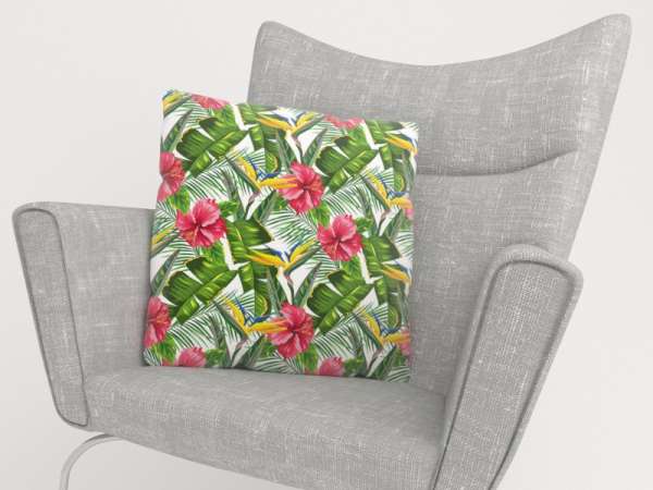 Pillowcase: TROPICAL LEAVES AND STRELITZIA