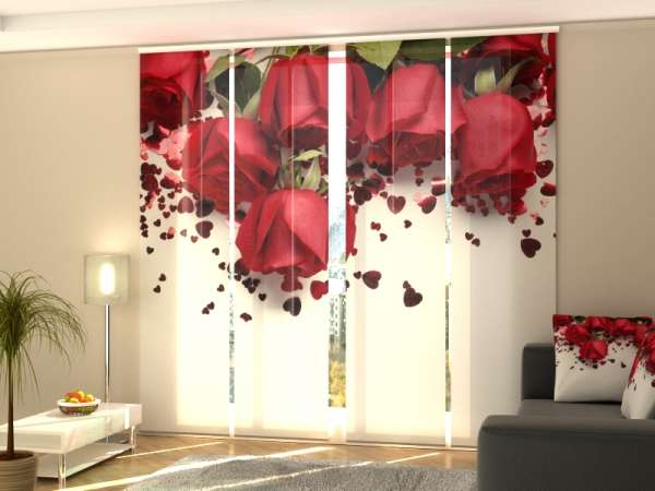 Sliding panel curtain (1-4 pts.): ROSES AND HEARTS