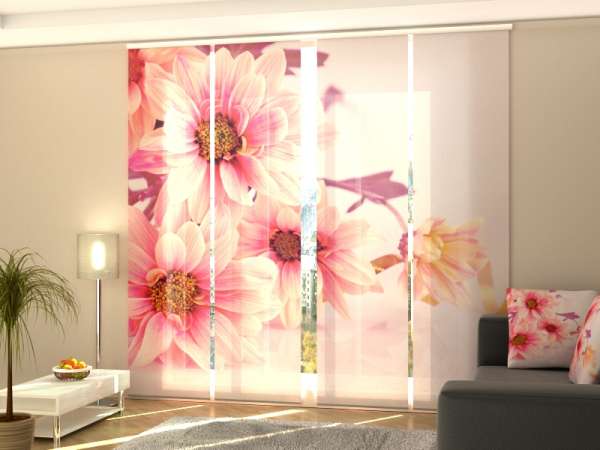 Sliding panel curtain (1-4 pts.): PINK GERBERAS