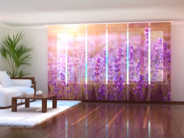 Sliding panel curtain (1-6 pts.): SUNSET OVER A LAVENDER FIELD