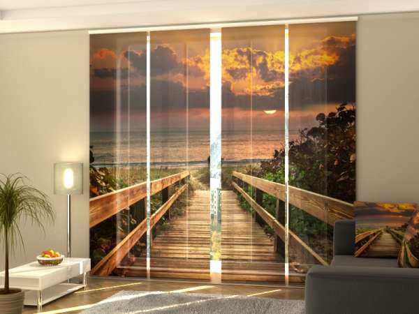 Sliding panel curtain (1-4 pts.): SUNSET ON THE SEA PATH