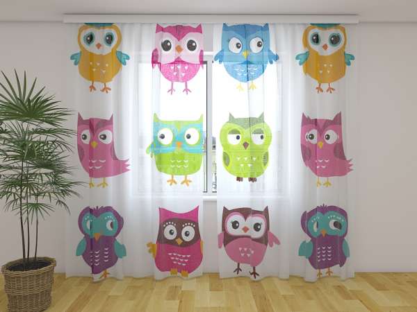 Chiffon curtain: LITTLE OWLS