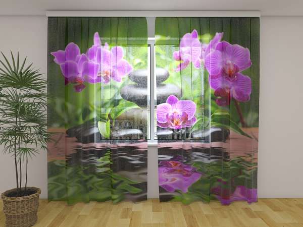 Chiffon curtain: ORCHIDS IN THE GARDEN