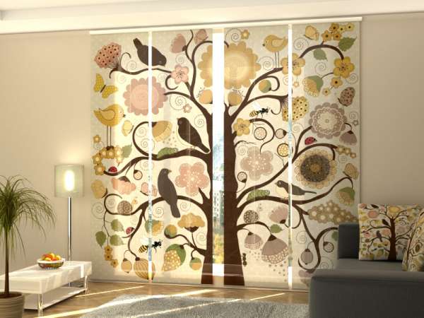 Sliding panel curtain (1-4 pts.): TREE WITH BIRDS