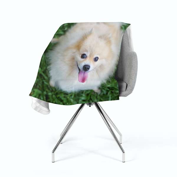 Fleece blanket: HAPPY POMERANIAN DOG