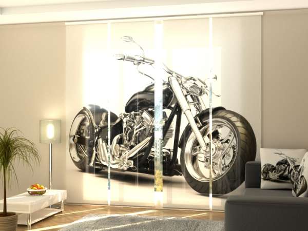 Sliding panel curtain (1-4 pts.): BLACK MOTORBIKE