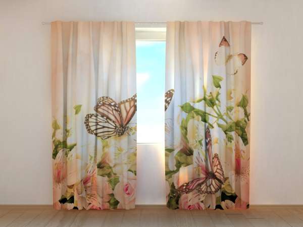 Photo curtain: IRISES AND BUTTERFLIES