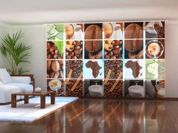 Sliding panel curtain (1-6 pts.): COFFEE COLLAGE 2