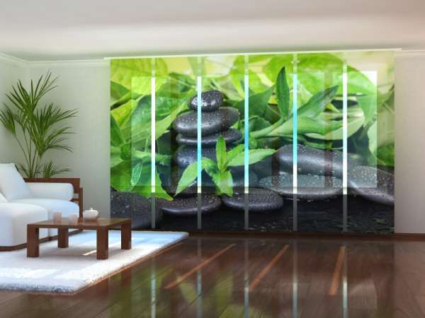 Sliding panel curtain (1-6 pts.): BASALT STONES AND GREEN FOLIAGE