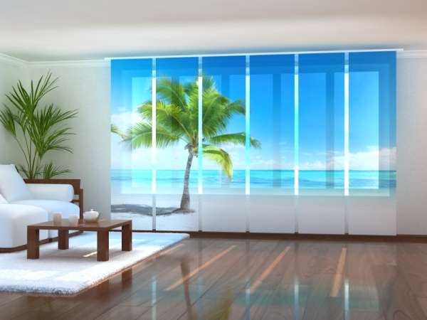 Sliding panel curtain (1-6 pts.): LONELY PALM TREE ON THE BEACH