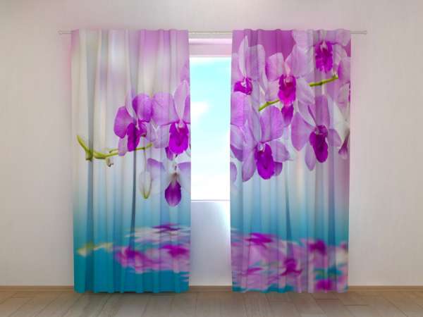 Photo curtain: PURPLE ORCHIDS WATER MIRRORING