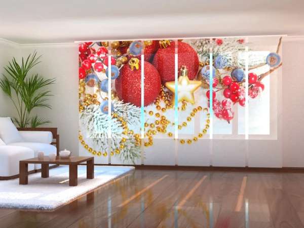 Sliding panel curtain (1-6 pts.): RED CHRISTMAS DECORATIONS