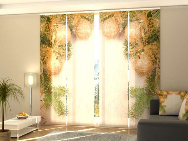 Sliding panel curtain (1-4 pts.): GOLDEN CHRISTMAS BALLS