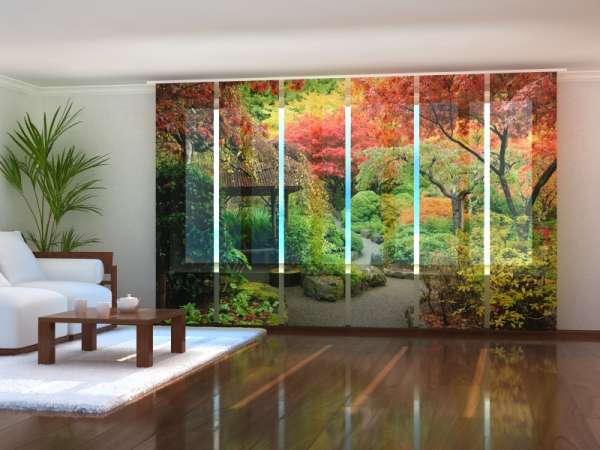 Sliding panel curtain (1-6 pts.): AUTUMNAL JAPANESE GARDEN