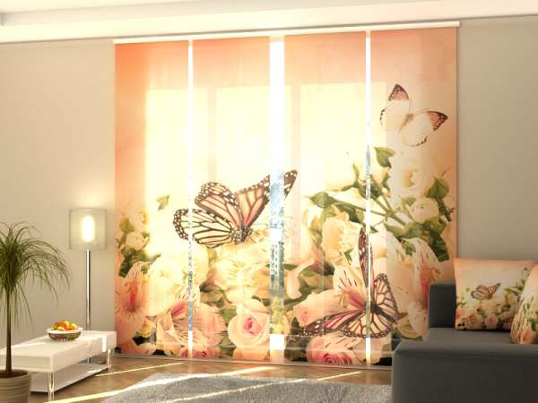 Sliding panel curtain (1-4 pts.): LILIES AND BUTTERFLIES