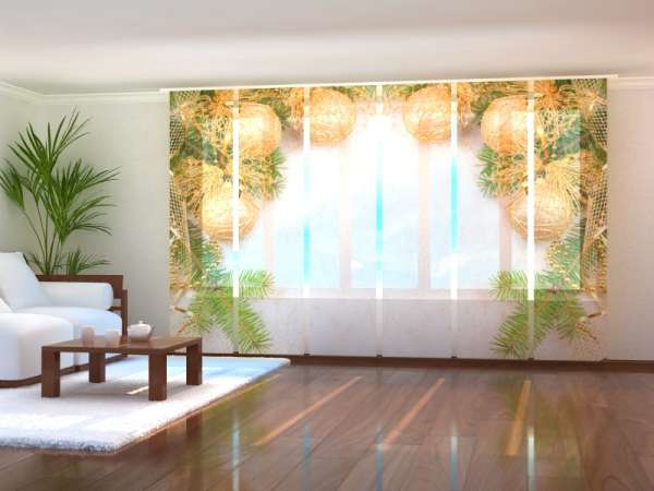 Sliding panel curtain (1-6 pts.): GOLDEN CHRISTMAS BALLS