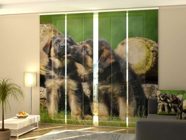 Sliding panel curtain (1-4 pts.): CUTE GERMAN SHEPHERD PUPPIES