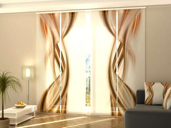 Sliding panel curtain (1-4 pts.): ABSTRACT BROWN WAVES