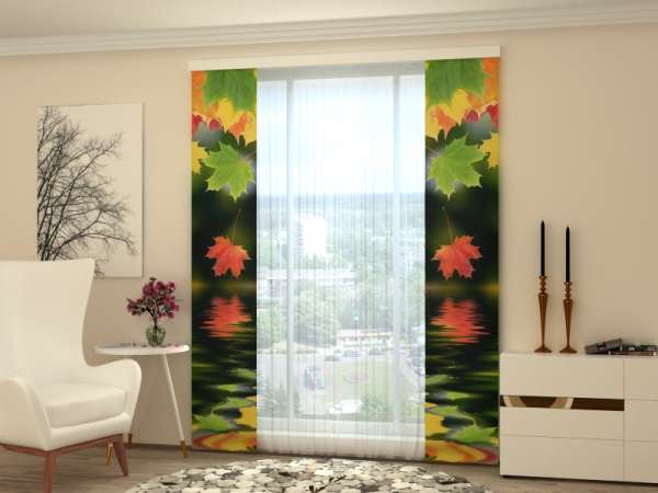 Sliding panel curtain (1-2 pts.): LEAVES OVER THE WATER