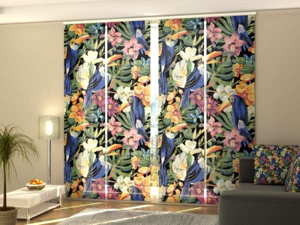 Sliding panel curtain (1-4 pts.): PARROTS IN PARADISE