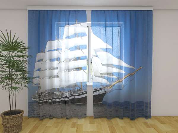 Chiffon curtain: WHITE SAILING SHIP