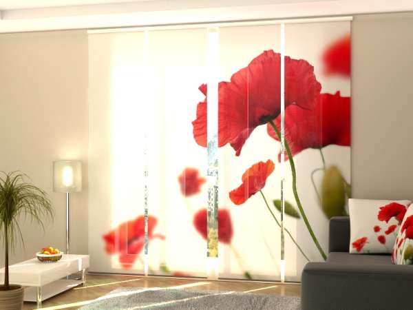 Sliding panel curtain (1-4 pts.): RED AND WHITE