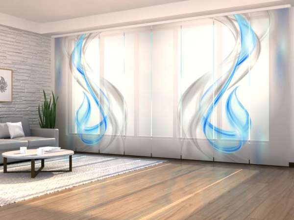 Panel curtain (1-8 pts.): ABSTRACT GRAY AND BLUE WAVES