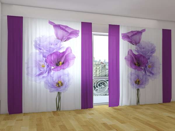 Panoramic curtain: PURPLE FLOWERS