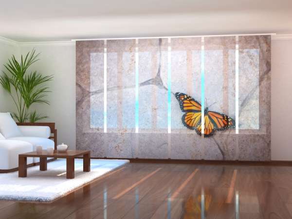 Sliding panel curtain (1-6 pts.): BUTTERFLY ON STONES