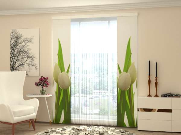 Sliding panel curtain (1-2 pts.): WHITE TULIPS